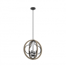 Hunter 19095 - Hunter Gablecrest French Oak and Rustic Iron 4 Light Pendant Ceiling Light Fixture