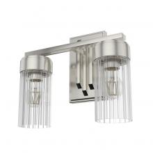 Hunter 19683 - Hunter Gatz Brushed Nickel with Clear Fluted Glass 2 Light Bathroom Vanity Wall Light Fixture