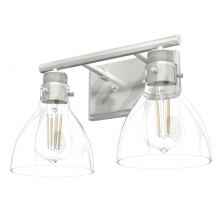 Hunter 48033 - Hunter Van Nuys Brushed Nickel with Clear Glass 2 Light Bathroom Vanity Wall Light Fixture