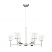 Hunter 19744 - Hunter Xidane Brushed Nickel with Clear Glass 6 Light Chandelier Ceiling Light Fixture