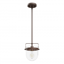 Hunter 19838 - Hunter Karloff Textured Rust with Clear Glass 1 Light Pendant Ceiling Light Fixture