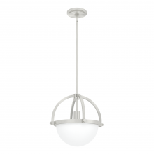 Hunter 19233 - Hunter Wedgefield Brushed Nickel with Frosted Cased White Glass 1 Light Pendant Ceiling Light