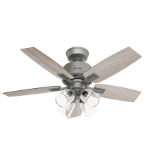 Hunter 52427 - Hunter 44 inch Gatlinburg HunterExpress Matte Silver Ceiling Fan with LED LT Kit and Handheld Remote