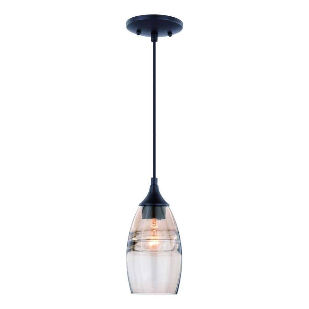 Milano 4.75-in Mini Pendant Amber Fog Glass Oil Rubbed Bronze