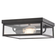 Vaxcel International T0809 - Clinton 12-in. W 2 Light Outdoor Flush Mount Matte Black