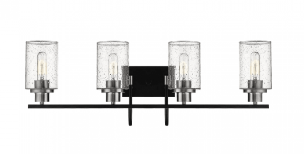 Clifton 4-Light Vanity Matte Black/Brushed Nickel