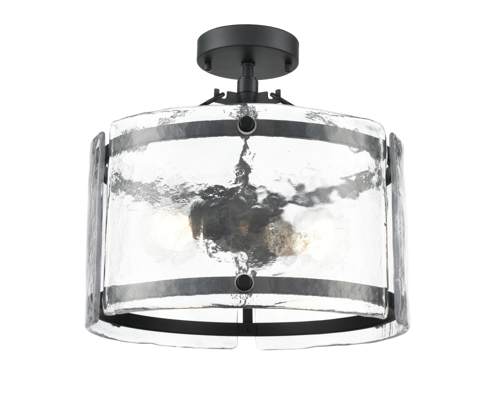 Bennetti 14.5" Wide 2-Light Semi Flush - Matte Black