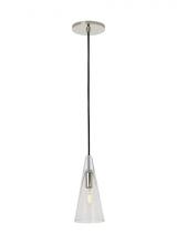 Visual Comfort & Co. Modern Collection SLPD280CN-L - Sean Lavin Lustra 1-light dimmable small accent pendant with polished nickel finish and glass shade