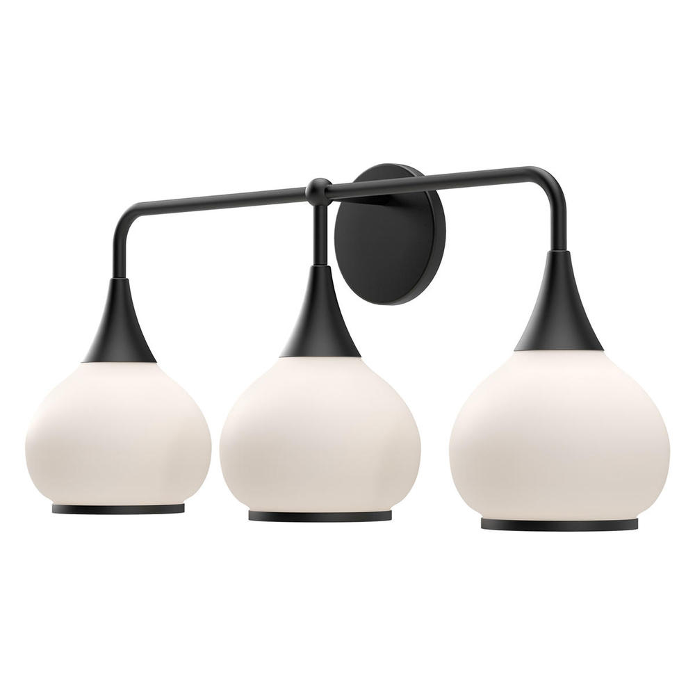 Hazel 26-in Matte Black/Opal Matte Glass 3 Lights Vanity