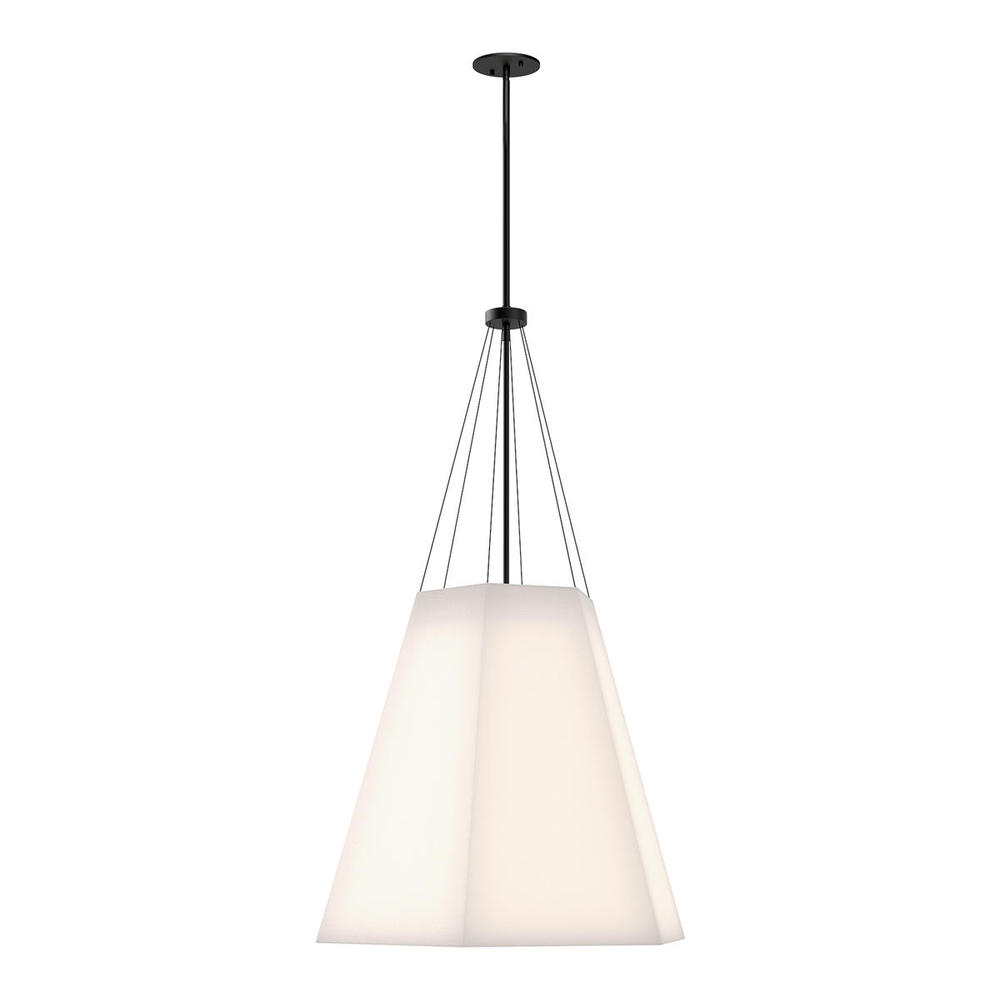 Manila 22-in Matte Black/White Linen 3 Lights Pendant