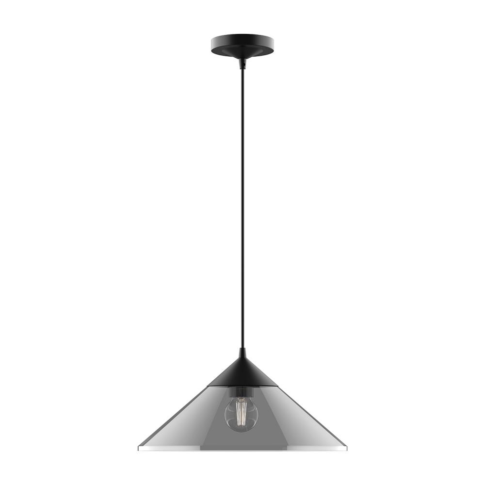 Mauer 15-in Matte Black/Smoked 1 Light Pendant