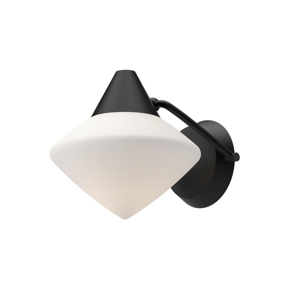 Nora 8-in Matte Black/Opal Matte Glass 1 Light Wall/Vanity