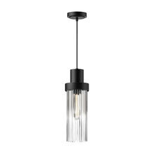 Alora Lighting PD435605MBCR - Kent 5-in Clear Ribbed Glass/Matte Black 1 Light Pendant