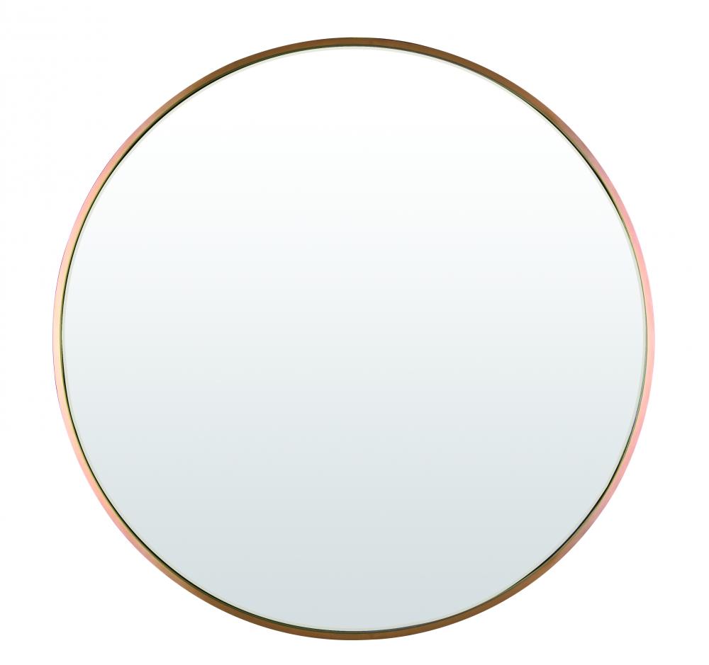 32.75" Round Metal Frame Mirror in Gold