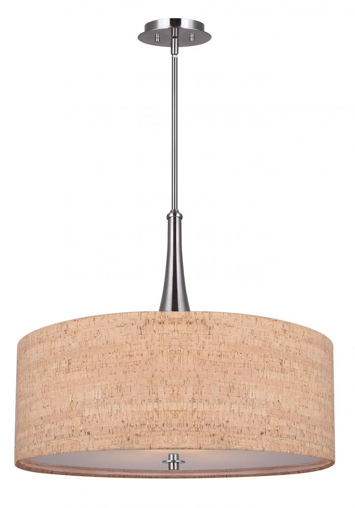 Eden 3 Light Chandelier with Cork and Brushed Nickel Finish and Cork Shade