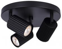 Canarm ICW1119A03BK10 - REXTON 3 Light 9.8 in. Ceiling/Wall Matte Black Track Light Kit with Matte Black Metal Shade