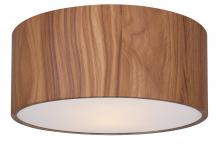 Canarm IFM318A13BKW - Dexter 13 in. 2-Light 15-Watt Mid Century Modern Matte Black Flush Mount with Faux Woodgrain Metal