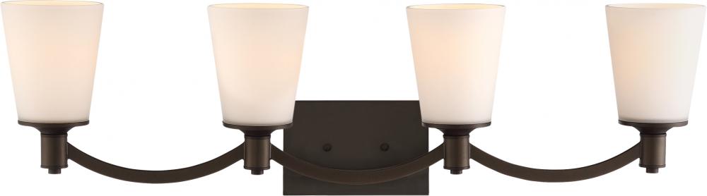 Laguna - 4 Light Vanity with White Glass - Forest Bronze Finish