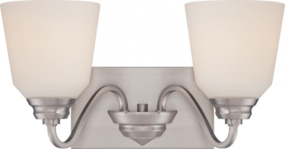 Calvin - 2 Light Vanity Fixture with Satin White Glass - LED Omni Included