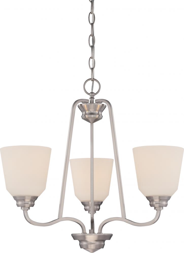 Calvin - 3 Light Chandelier with Satin White Glass - LED Omni Included