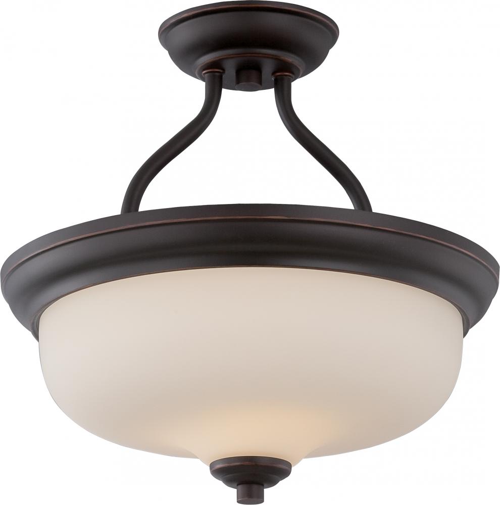 Kirk - 2 Light Semi Flush with Etched Opal Glass - LED Omni Included