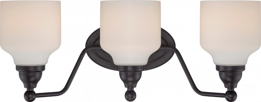 Kirk - 3 Light Vanity Fixture with Satin White Glass - LED Omni Included