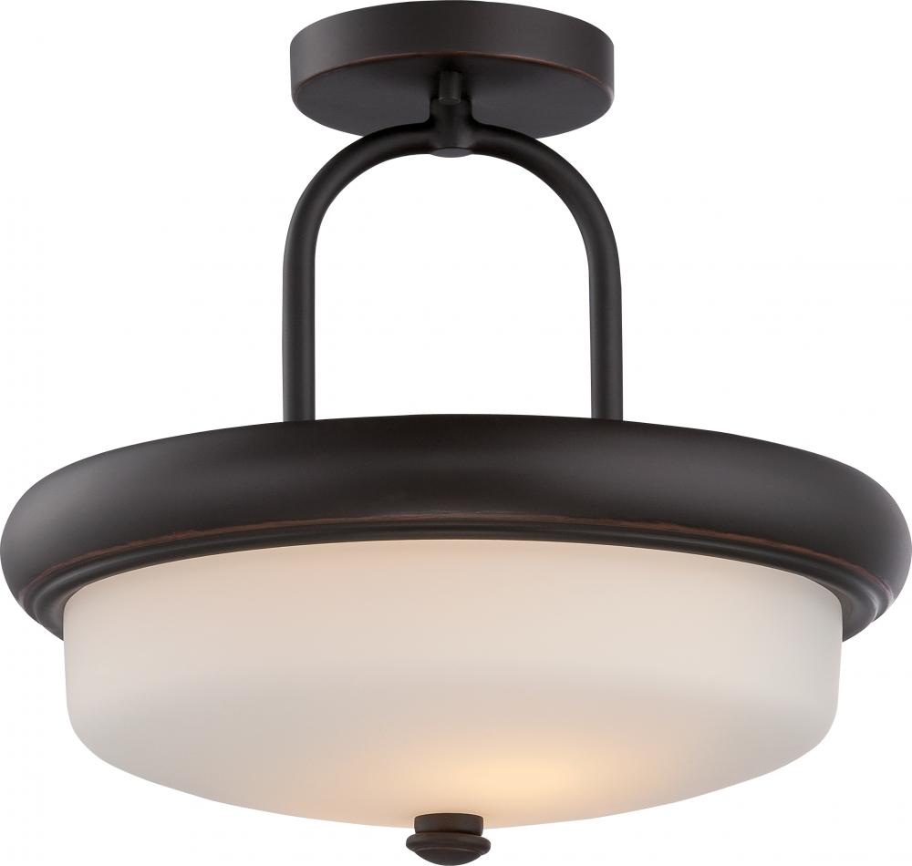 Dylan - 2 Light Semi Flush with Etched Opal Glass - LED Omni Included