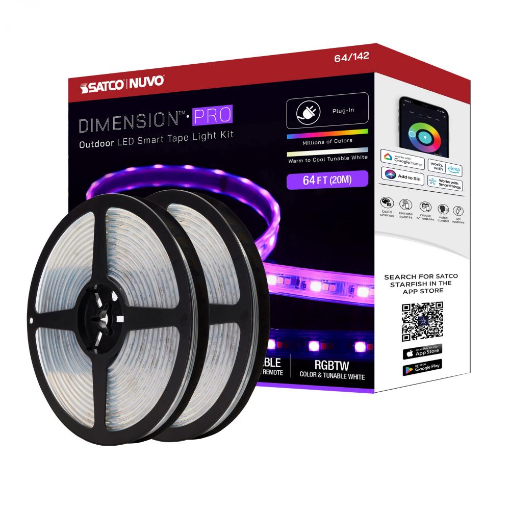 Dimension Pro; Tape light strip; 64 ft.; Hi-Output; RGB plus Tunable White; Plug connection; IP65;