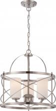 Nuvo 60/5333 - Ginger; 3 Light; Pendant with Etched Opal Glass; Brushed Nickel Finish