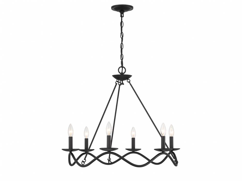 6-Light Chandelier in Matte Black