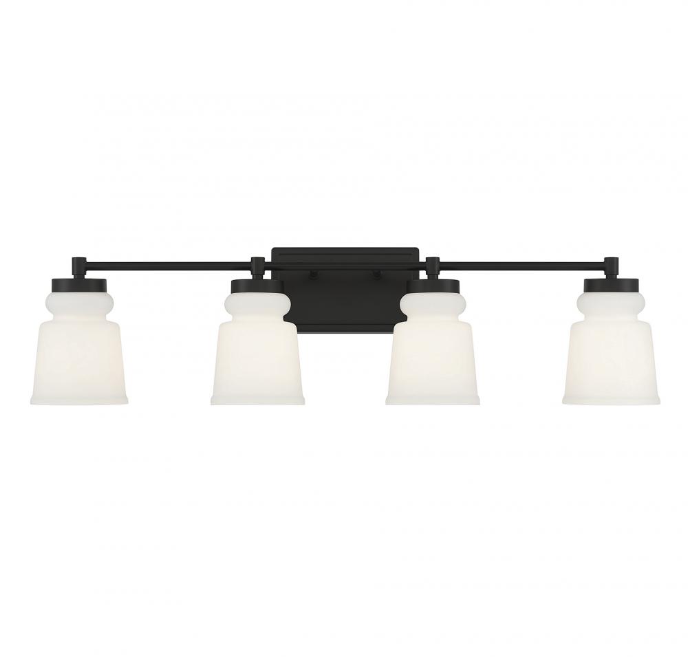 4-Light Bathroom Vanity Light in Matte Black